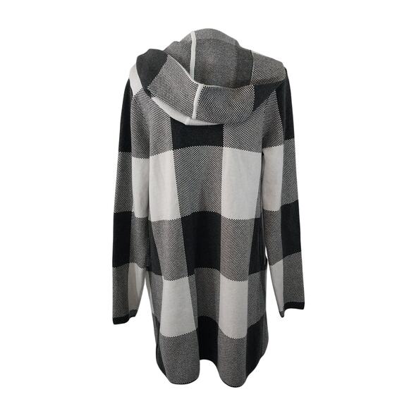 RACHEL ZOE! DOVE GRAY & WHITE OVERSIZED, HOODED DUSTER STYLE SWEATER! SZ M - Picture 6 of 9